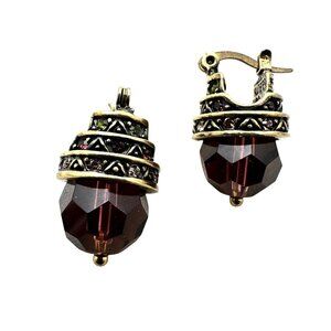 Heidi Daus Purple Crystal Bronze Pierced Earrings